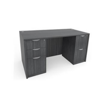 gray desk with drawers on both sides
